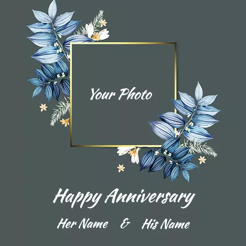 Write Name On Anniversary Photo Frame With Flowers